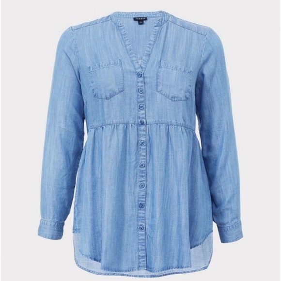 torrid Tops - Torrid Chambray Babydoll Top